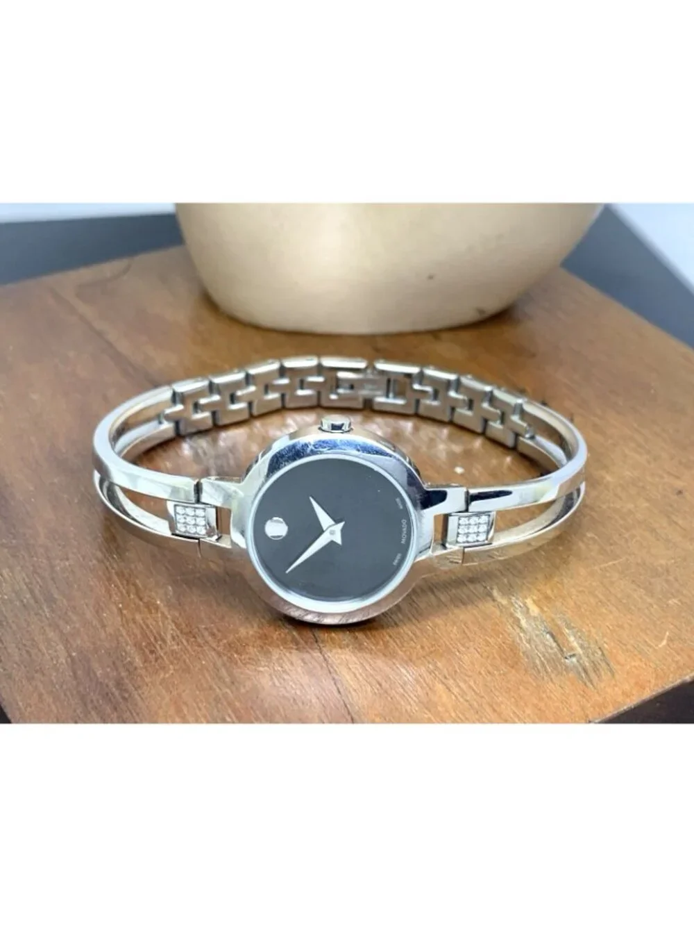 Movado Women's Watch 0607154 Amorosa Diamonds Swiss Quartz Steel Bangle 24mm